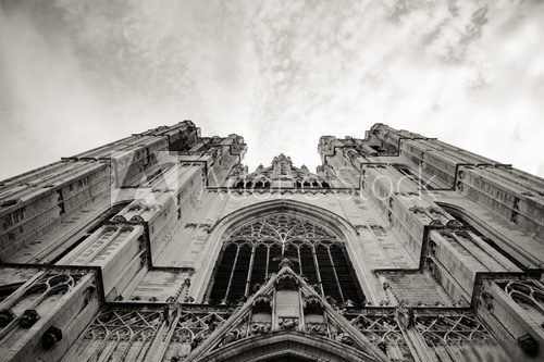 Cathedral of St. Michael view from the ground - b&w  Czarno Białe Obraz