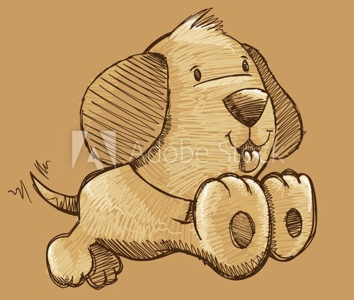 Puppy Dog Sketch Doodle Illustration Vector Art  Drawn Sketch Fototapeta