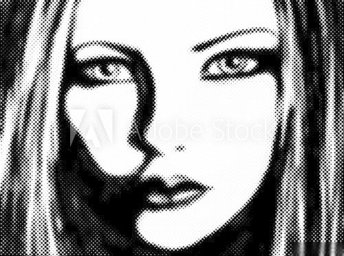 Girl face  Drawn Sketch Fototapeta