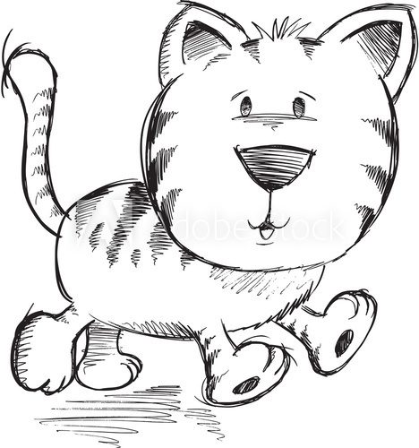 Cute Doodle Sketch Cat Vector Illustration Art  Drawn Sketch Fototapeta
