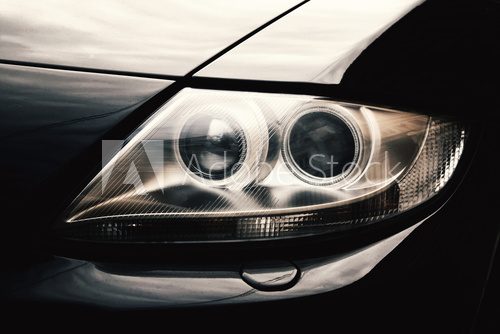 Closeup headlights of car.  Pojazdy Obraz