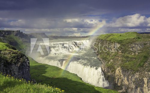 Gulfoss (Golden Falls) waterfall in Iceland  Fototapety Wodospad Fototapeta