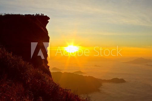 Phu Chi Fah, famous sunrise viewing place in north of Thailand  Fototapety Góry Fototapeta