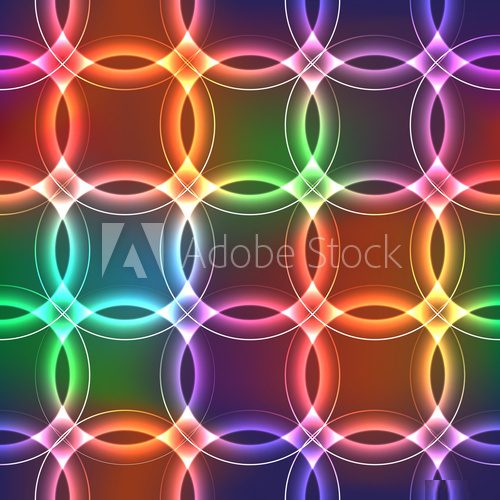 Seamless background with shinning plasma neon circles Fototapety Neony Fototapeta