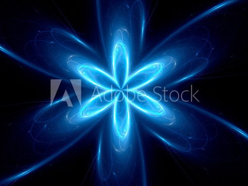 Blue glowing space flower fractal Fototapety Neony Fototapeta
