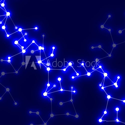 DNA molecule structure glowing background. Vector illustration Fototapety Neony Fototapeta