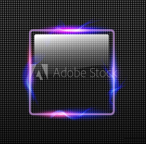 Abstract background transparent glossy button with neon lights around Fototapety Neony Fototapeta