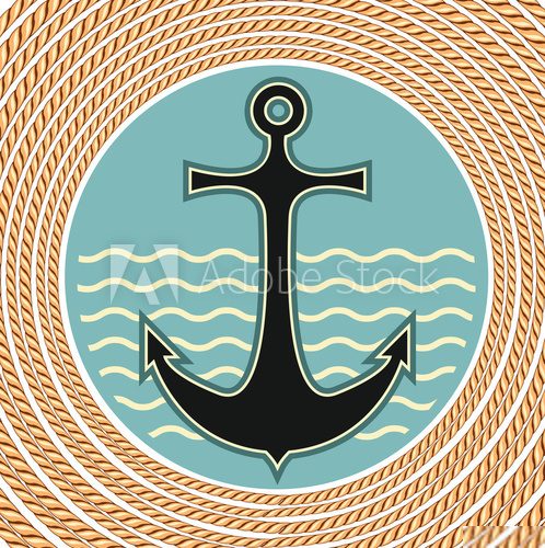 Nautical anchor symbol on white background Styl Marynistyczny Fototapeta