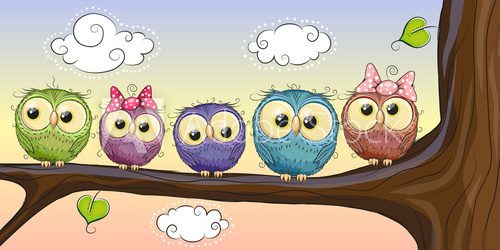Five Owls Fototapety do Przedszkola Fototapeta