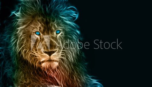 Fantasy digital art of a lion Zwierzęta Plakat