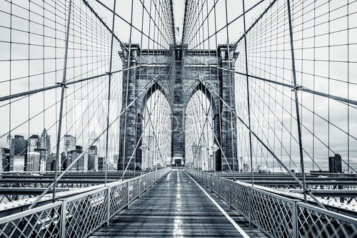 Black and white Brooklyn Bridge Industrialne Fototapeta