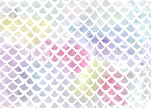 Watercolor fish scale pattern in blue and pink Fototapety Pastele Fototapeta