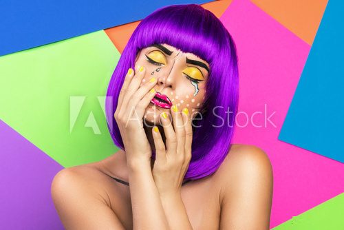 Model in creative image with pop art makeup Obrazy do Salonu Fryzjerskiego Obraz