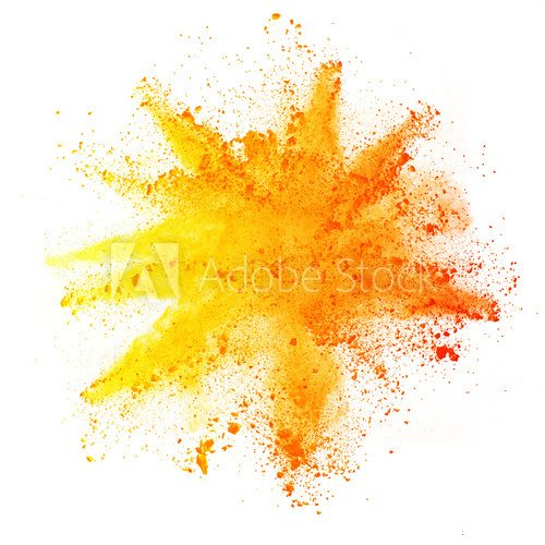 Explosion of colored powder on white background Abstrakcja Obraz