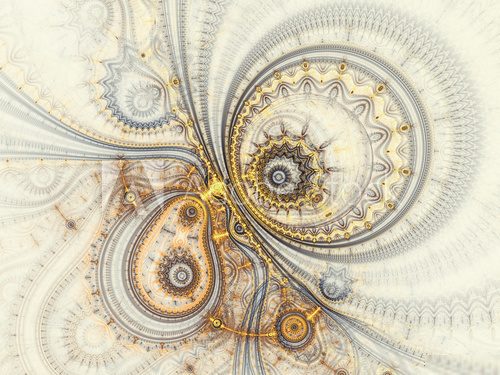 Abstract design of steampunk watch, digital fractal artwork Abstrakcja Obraz