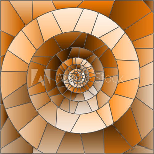 Abstract mosaic image,  tiles arranged in a spiral,brown tone, Sepia Abstrakcja Obraz