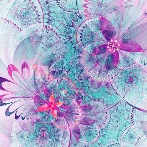 Vivid colorful fractal flowers, digital artwork for creative graphic design Abstrakcja Obraz