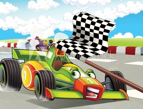 The formula race - super car - illustration for the children  Fototapety do Pokoju Chłopca Fototapeta