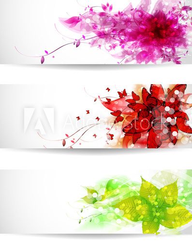 Set of three color vector background or card  Kwiaty Plakat