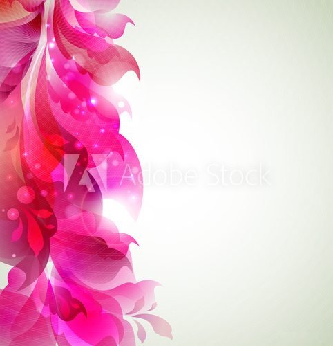 background with abstract pink leaves  Kwiaty Plakat