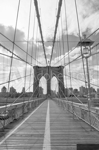 Pont de Brooklyn noir et blanc - New-York  Architektura Plakat