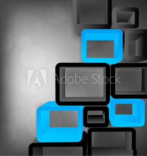 Background with blue cubes  Fototapety 3D Fototapeta