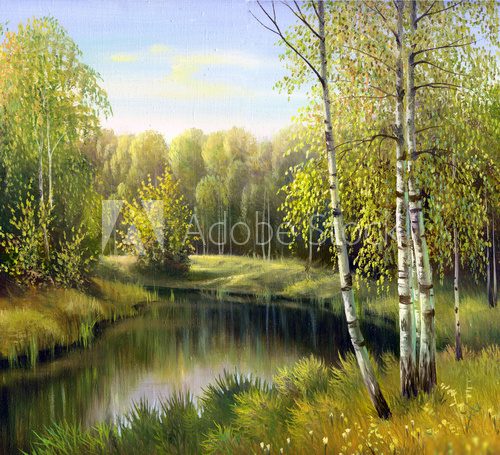 autumn landscape, canvas, oil  Olejne Obraz