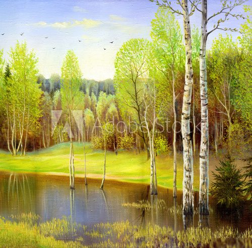 autumn landscape, canvas, oil  Olejne Obraz