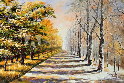 Allegory on theme winter-autumn  Olejne Obraz