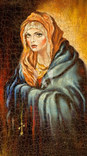 The Madonna drawn by me by oil on canvas  Olejne Obraz