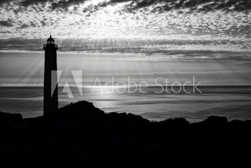 lighthouse silhouette  Fototapety Czarno-Białe Fototapeta