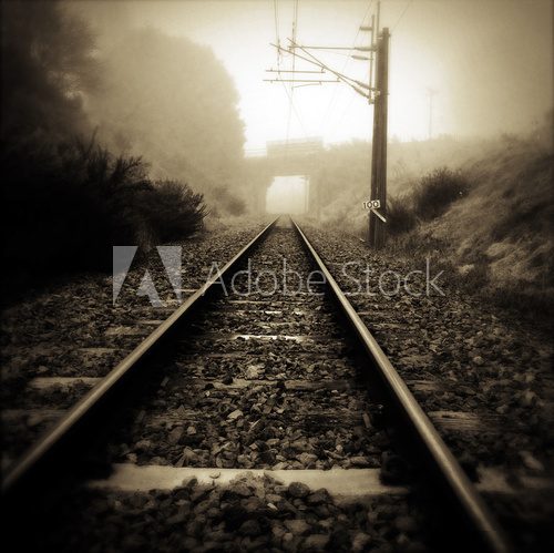 Railway tracks  Fototapety Czarno-Białe Fototapeta