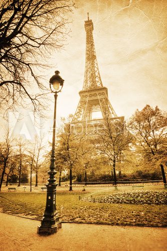 nostalgisches Bild des Eiffelturmes  Fototapety Sepia Fototapeta