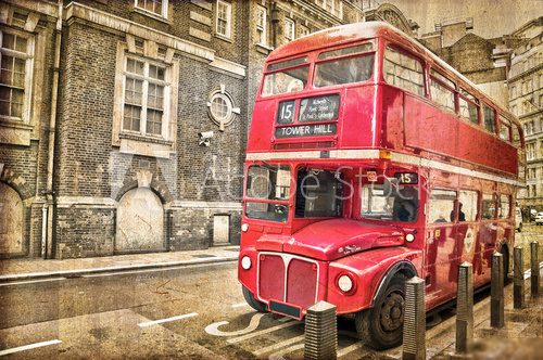 Bus vintage Ã  Londres  Fototapety Sepia Fototapeta