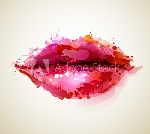 Beautiful womans lips formed by abstract blots  Abstrakcja Fototapeta