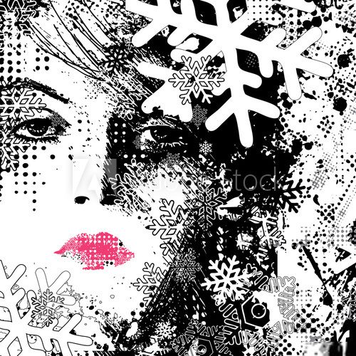 abstract illustration of a winter woman  Abstrakcja Fototapeta