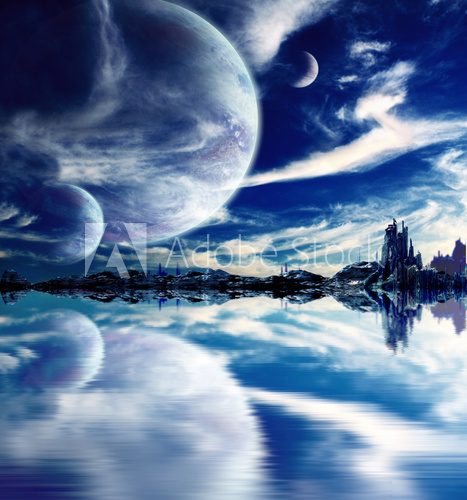 Landscape in fantasy planet  Fototapety Kosmos Fototapeta