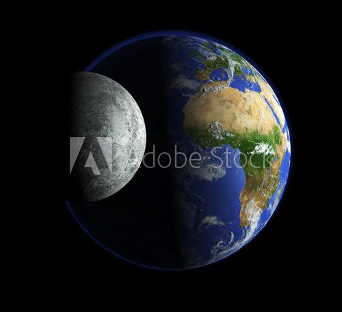 Unsere Erde und der Mond  Fototapety Kosmos Fototapeta