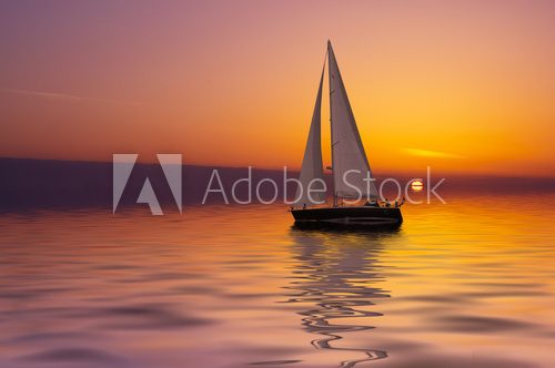 sailing and sunset  Zachód Słońca Fototapeta