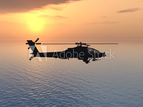 Apache Helicopter  Zachód Słońca Fototapeta