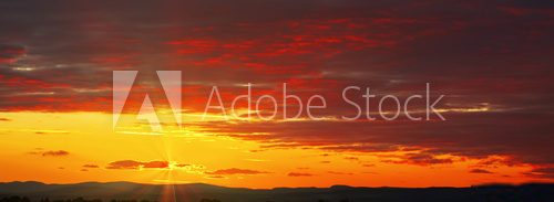 Red sunset sky  Zachód Słońca Fototapeta