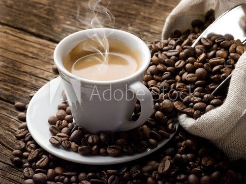 hot  coffee - caffe fumante  Kawa Fototapeta