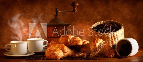 CaffÃ¨ e Croissant caldi  Kawa Fototapeta