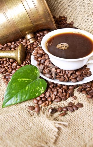 Coffee beans and coffee cup  Kawa Fototapeta
