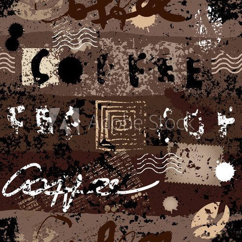 Grunge coffee pattern  Kawa Fototapeta