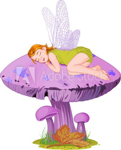 Mała śpiąca elfica Fototapety do Pokoju Dziewczynki Fototapeta
