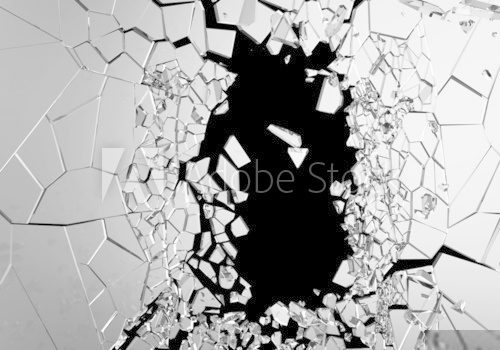Abstract Illustration of Broken Glass isolated on black  Tekstury Fototapeta