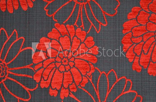 Textura de fondo floral de tela en colores negros y rojos  Tekstury Fototapeta