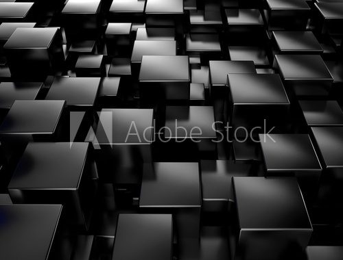 Black metallic 3d cubes background  Fototapety 3D Fototapeta
