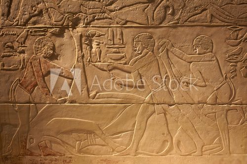 Old Egypt ancient writings on stone background  Mur Fototapeta